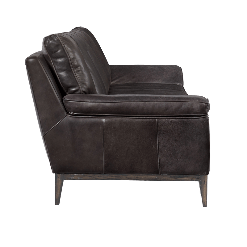 Kandalo 100" Wide Upholstered Leather Sofa, Black - Coja