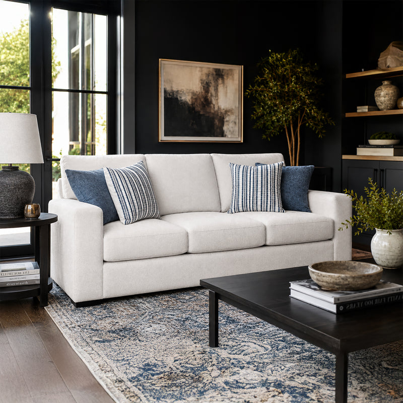Karat Fabric Sofa with Accent Cushions, Natural - Coja