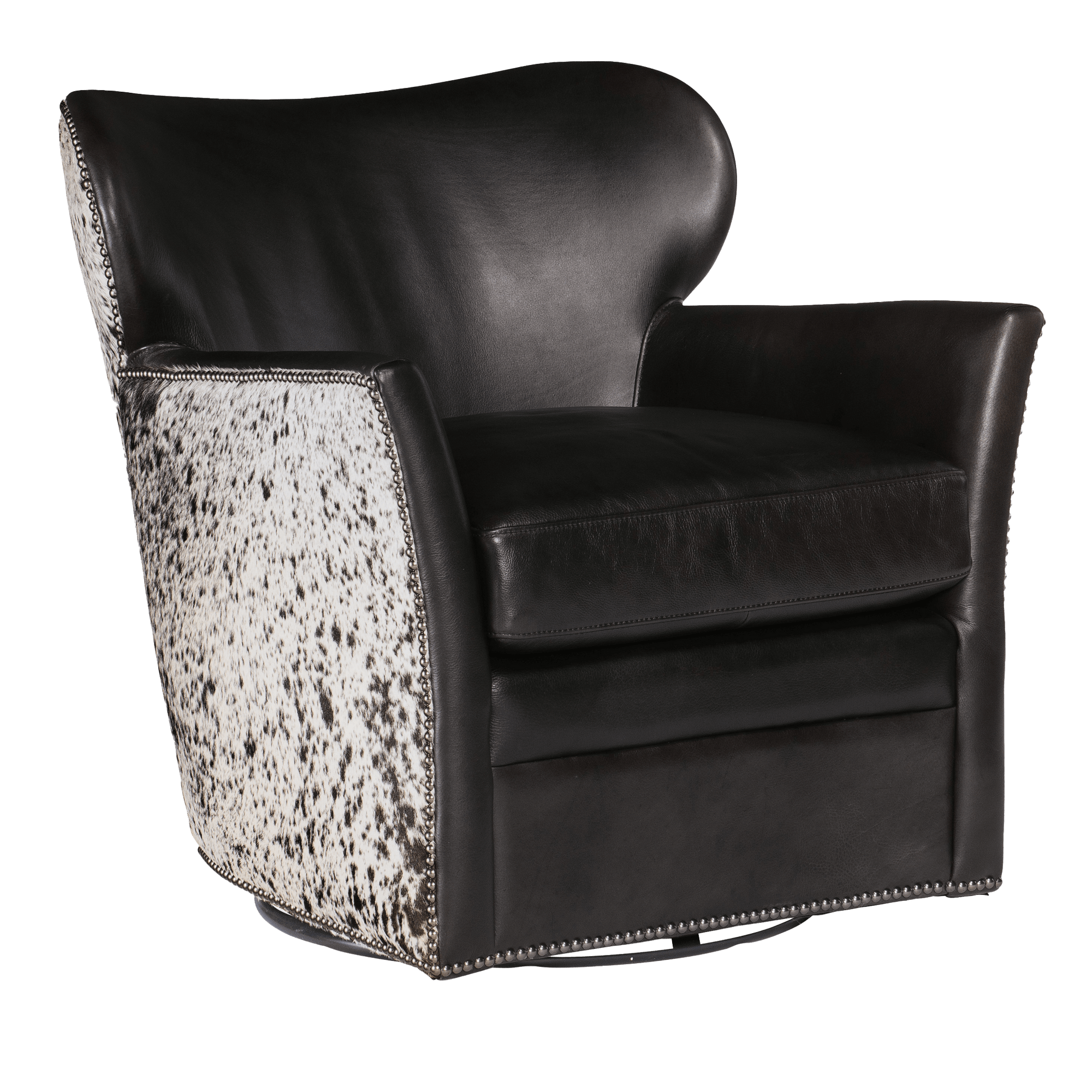 Kyson 29" Wide Swivel Side Chair, Leather