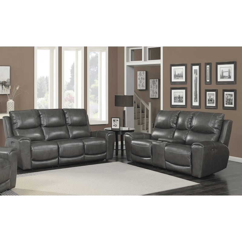 Leogane Leather Power Reclining Sofa and Loveseat Set with Articulating Headrest and USB Ports - Coja