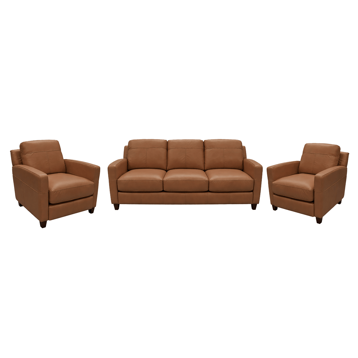 Linear Leather Sofa & Two Chair Set - Coja