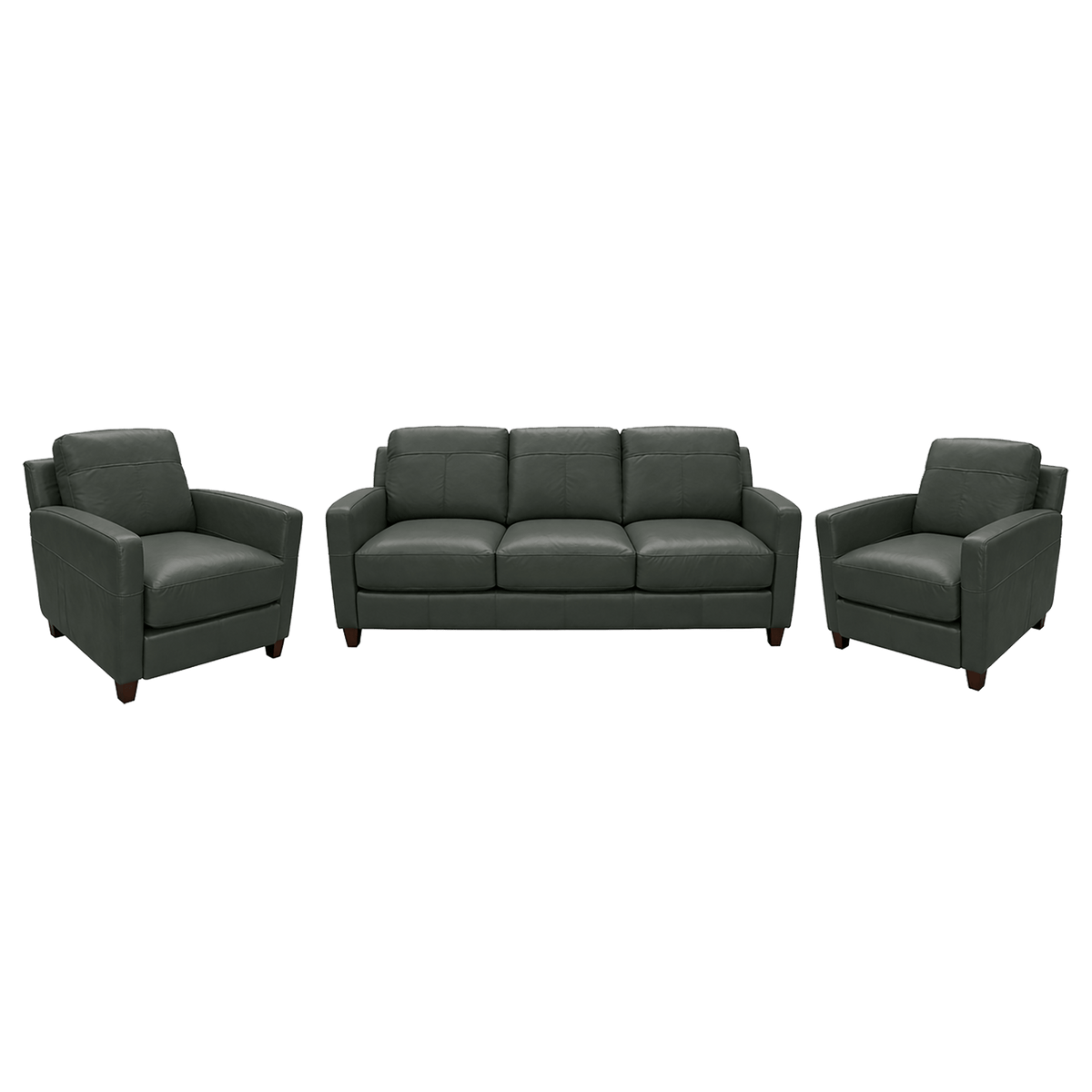 Linear Leather Sofa & Two Chair Set - Coja