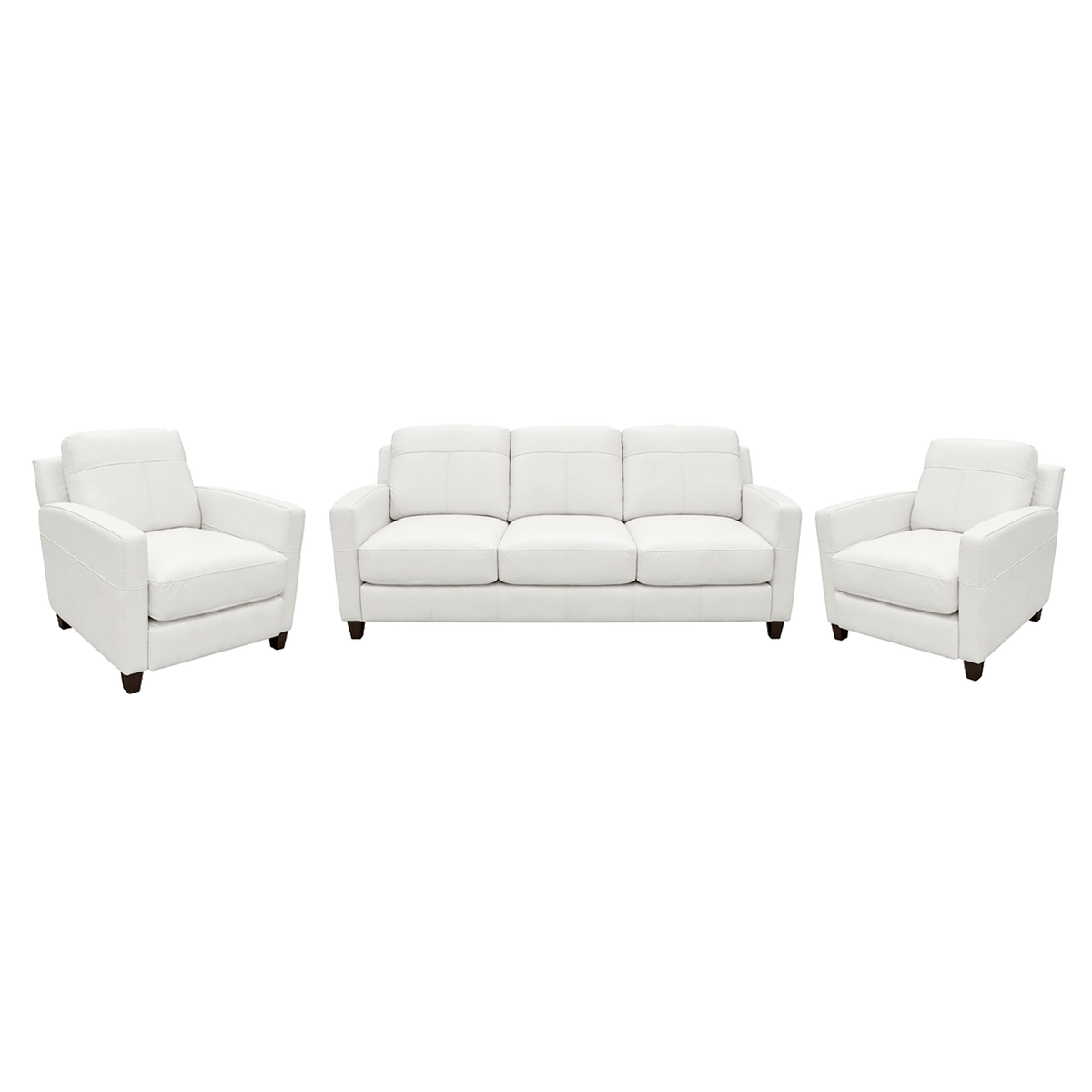 Linear Leather Sofa & Two Chair Set - Coja