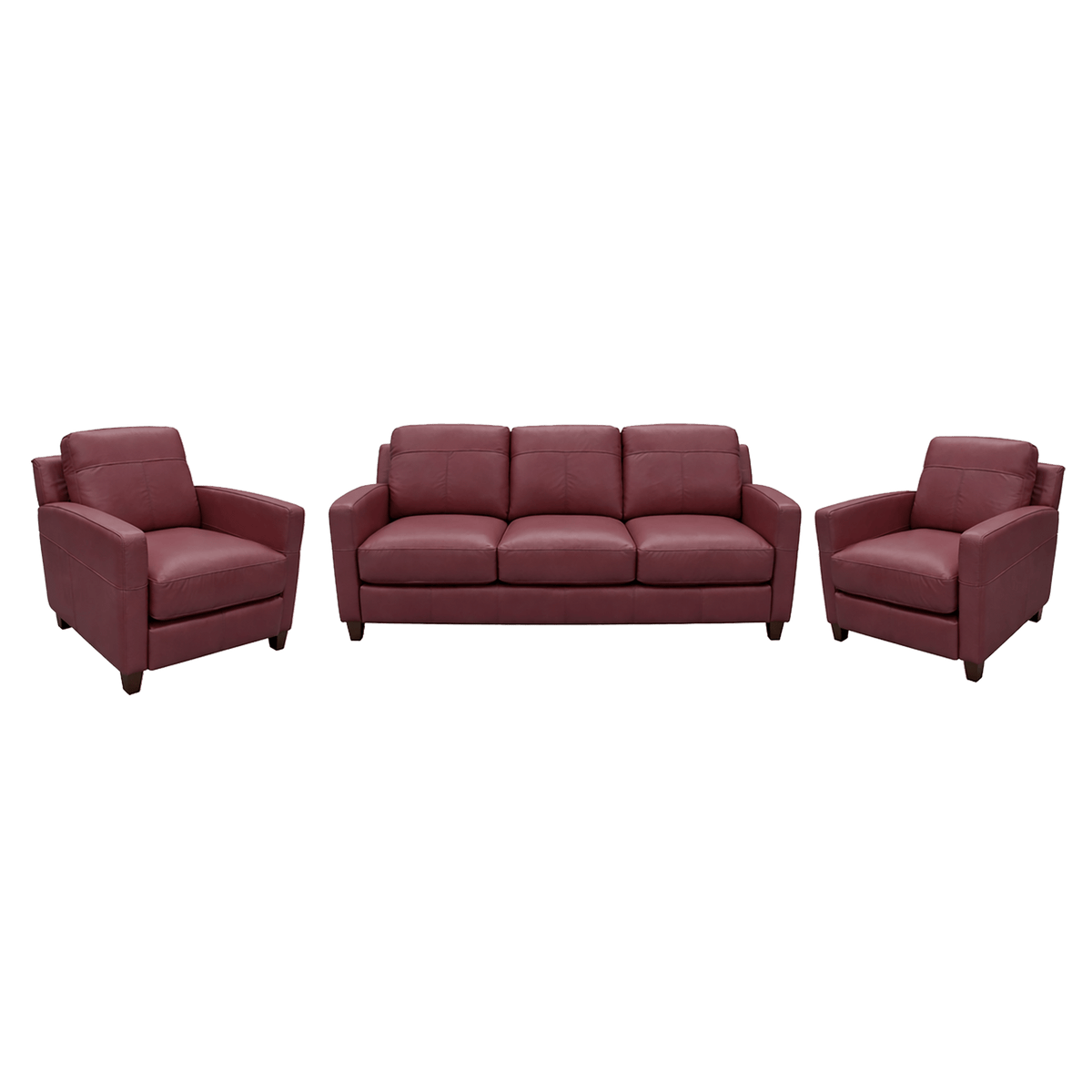 Linear Leather Sofa & Two Chair Set - Coja