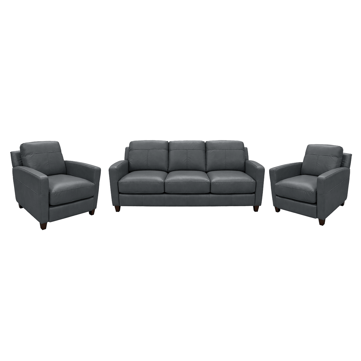 Linear Leather Sofa & Two Chair Set - Coja