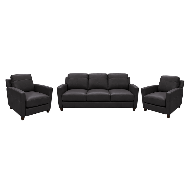 Linear Leather Sofa & Two Chair Set - Coja