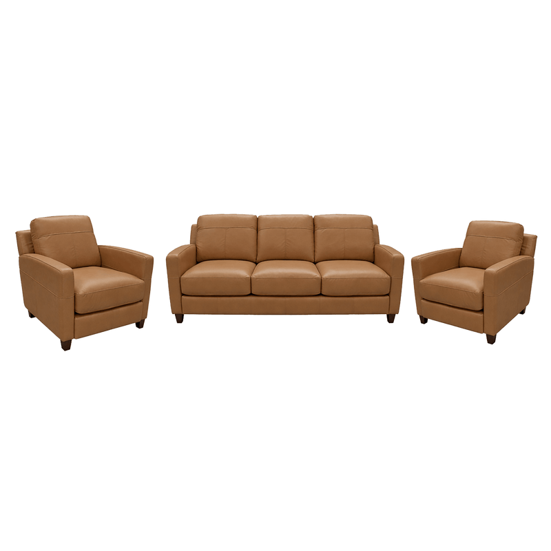 Linear Leather Sofa & Two Chair Set - Coja