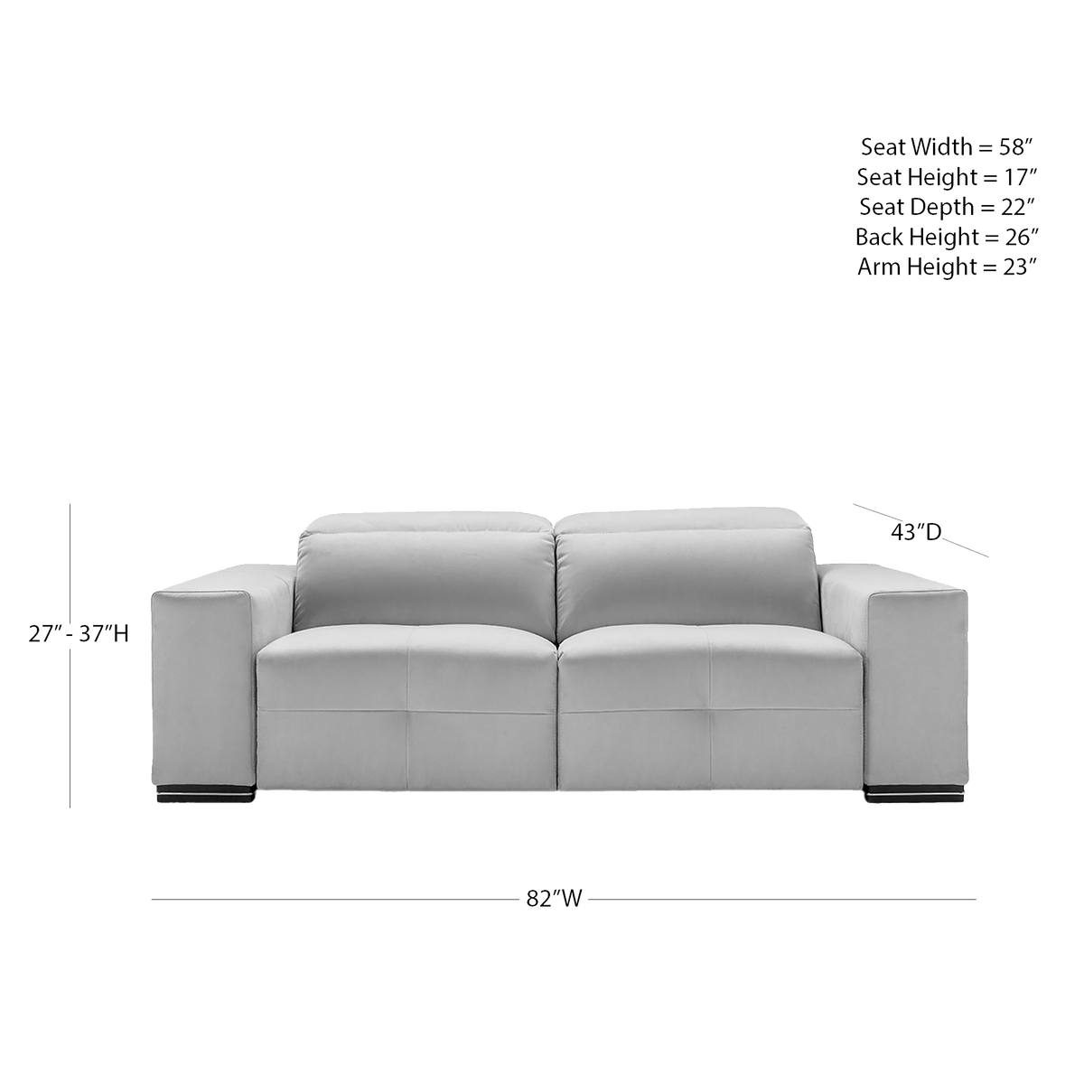 Lusso Italian Microfiber Power Reclining Loveseat – Light Gray - Coja