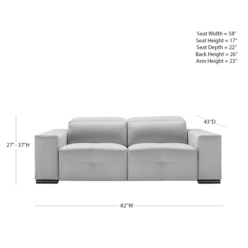 Lusso Italian Microfiber Power Reclining Loveseat – Light Gray - Coja
