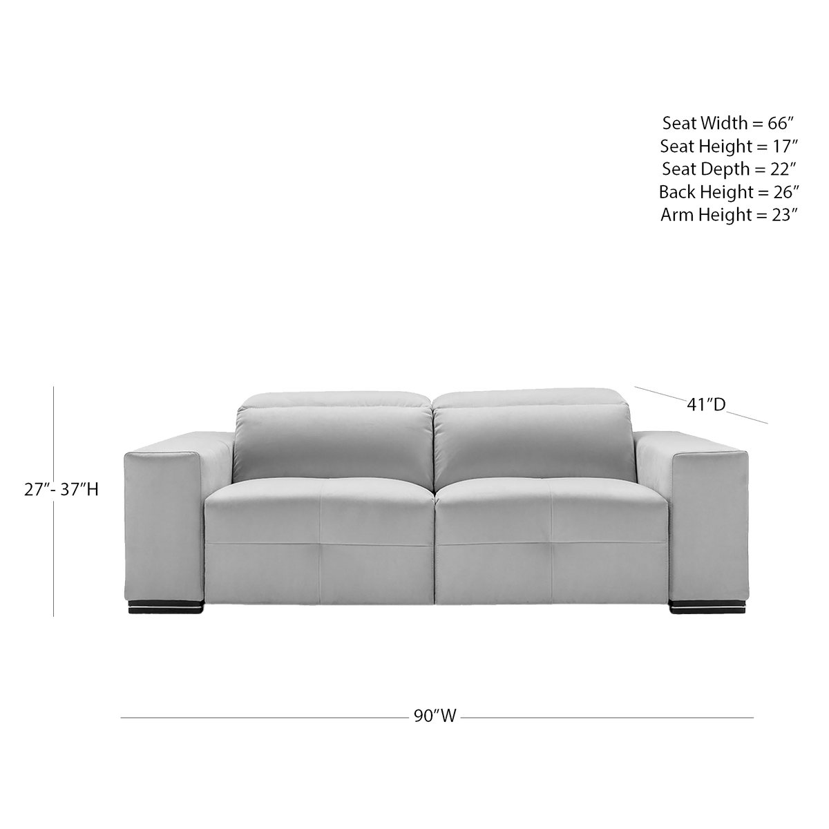Lusso Italian Microfiber Power Reclining Sofa – Light Gray - Coja