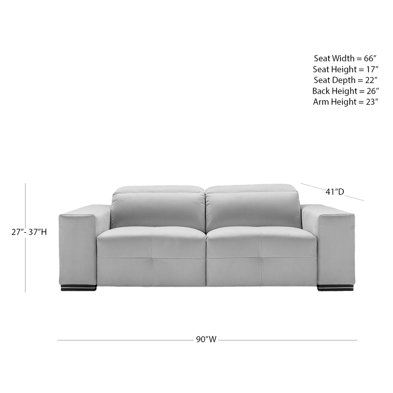 Lusso Italian Microfiber Power Reclining Sofa – Light Gray - Coja