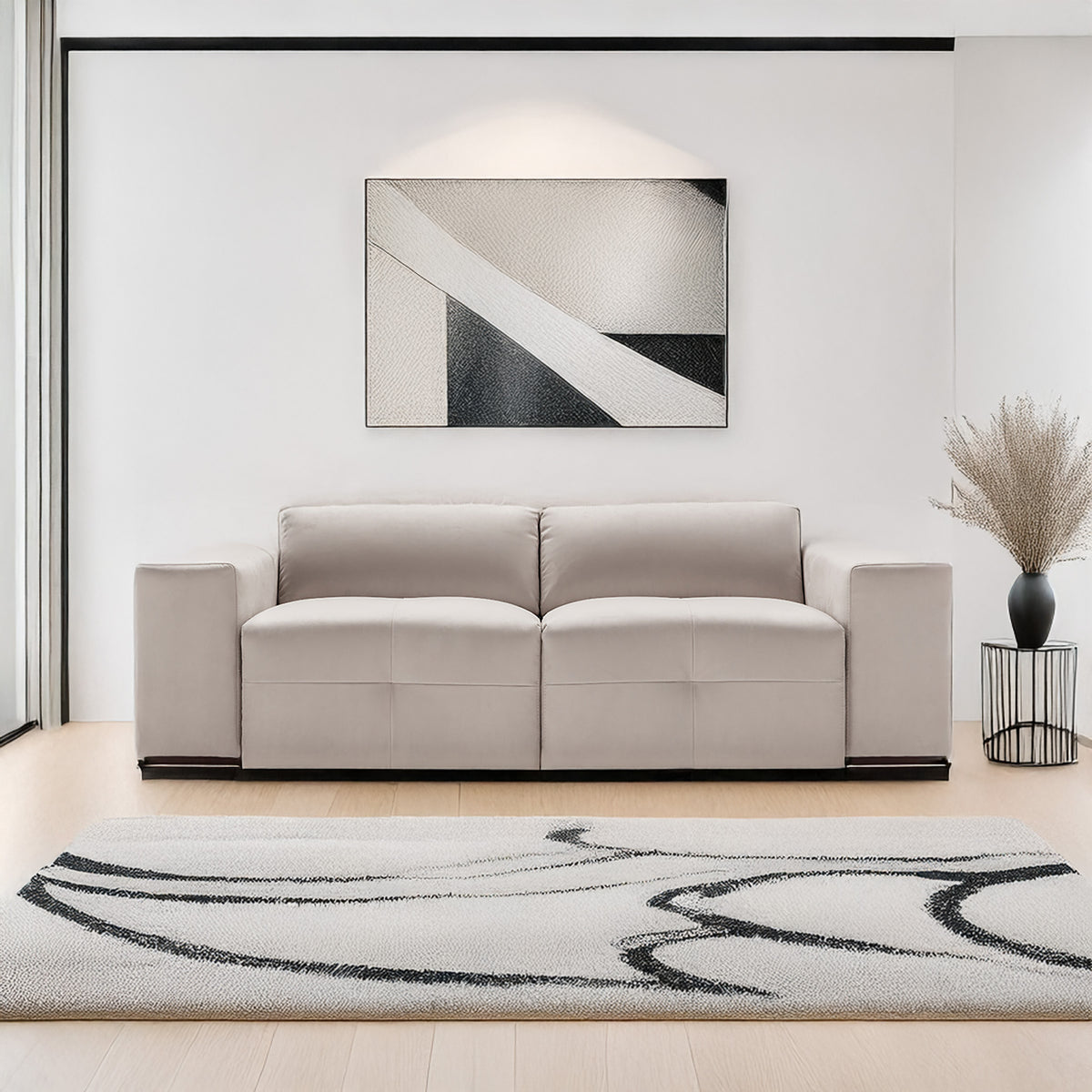 Lusso Italian Microfiber Power Reclining Sofa – Light Gray - Coja