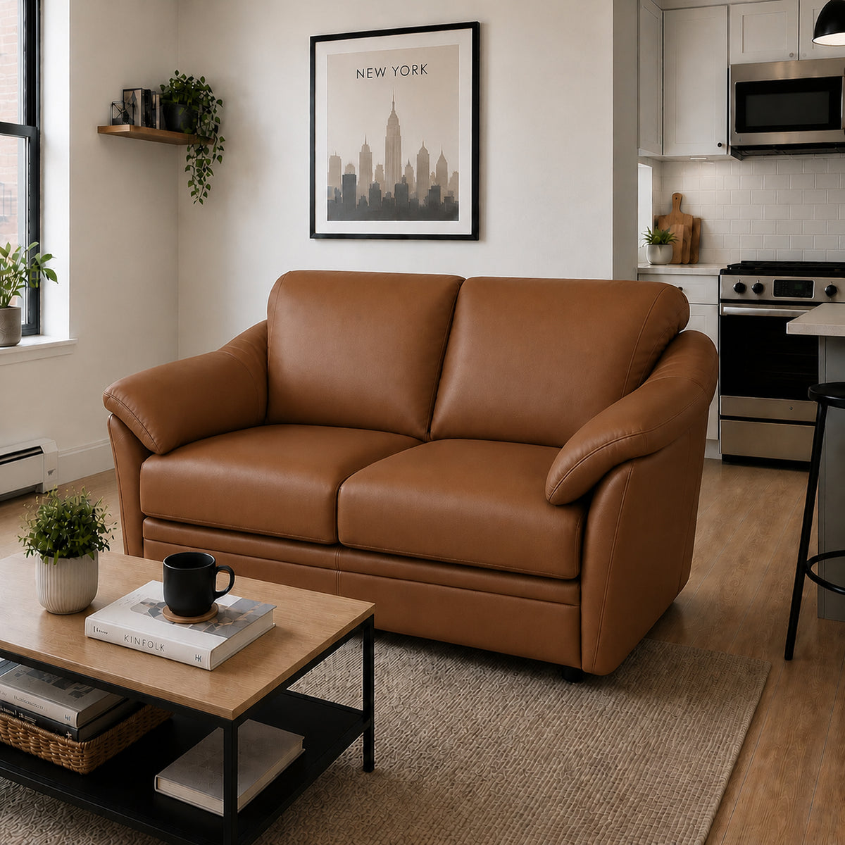 Lyons Leather Loveseat - Coja