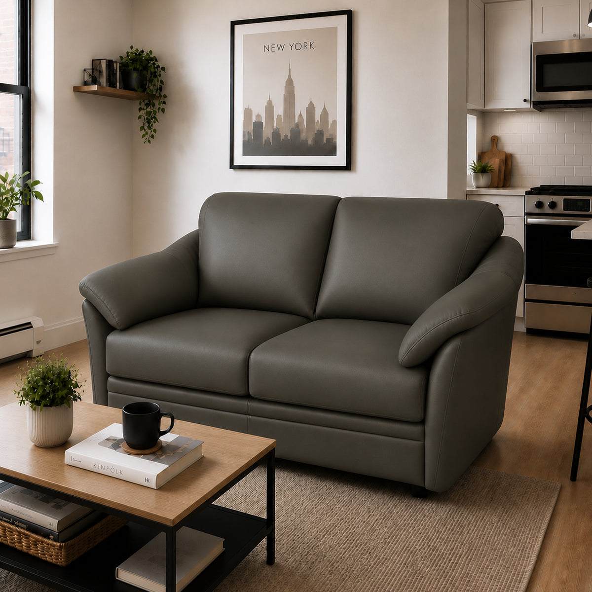 Lyons Leather Loveseat - Coja