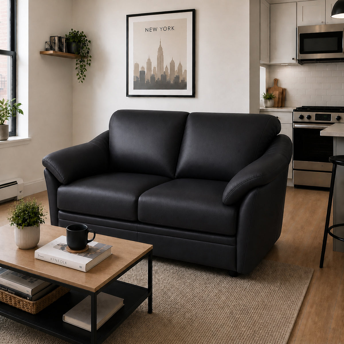Lyons Leather Loveseat - Coja