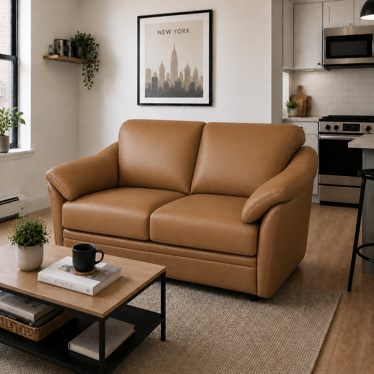 Lyons Leather Loveseat - Coja