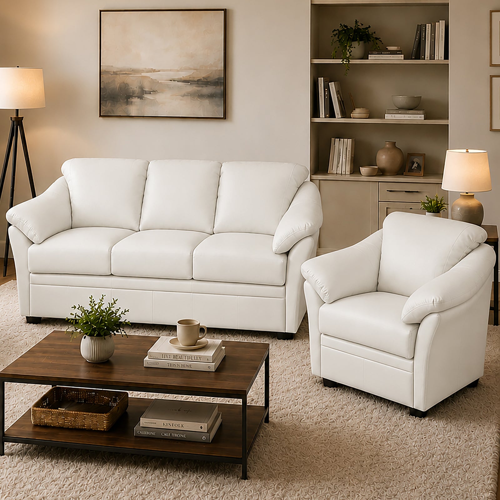 Lyons Leather Sofa & Chair Set