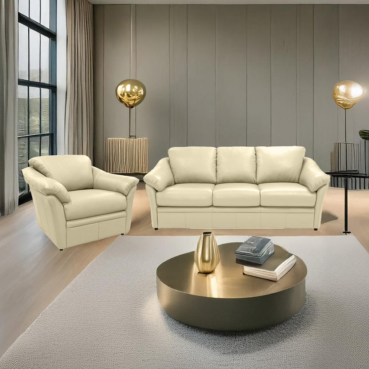 Lyons Leather Sofa & Chair Set