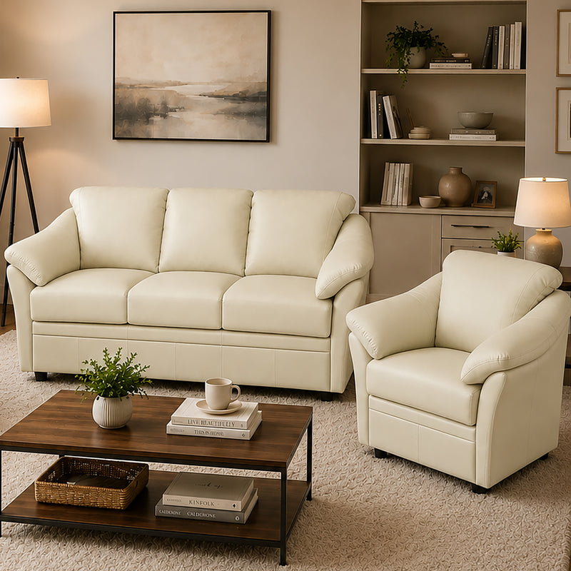Lyons Leather Sofa & Chair Set - Coja