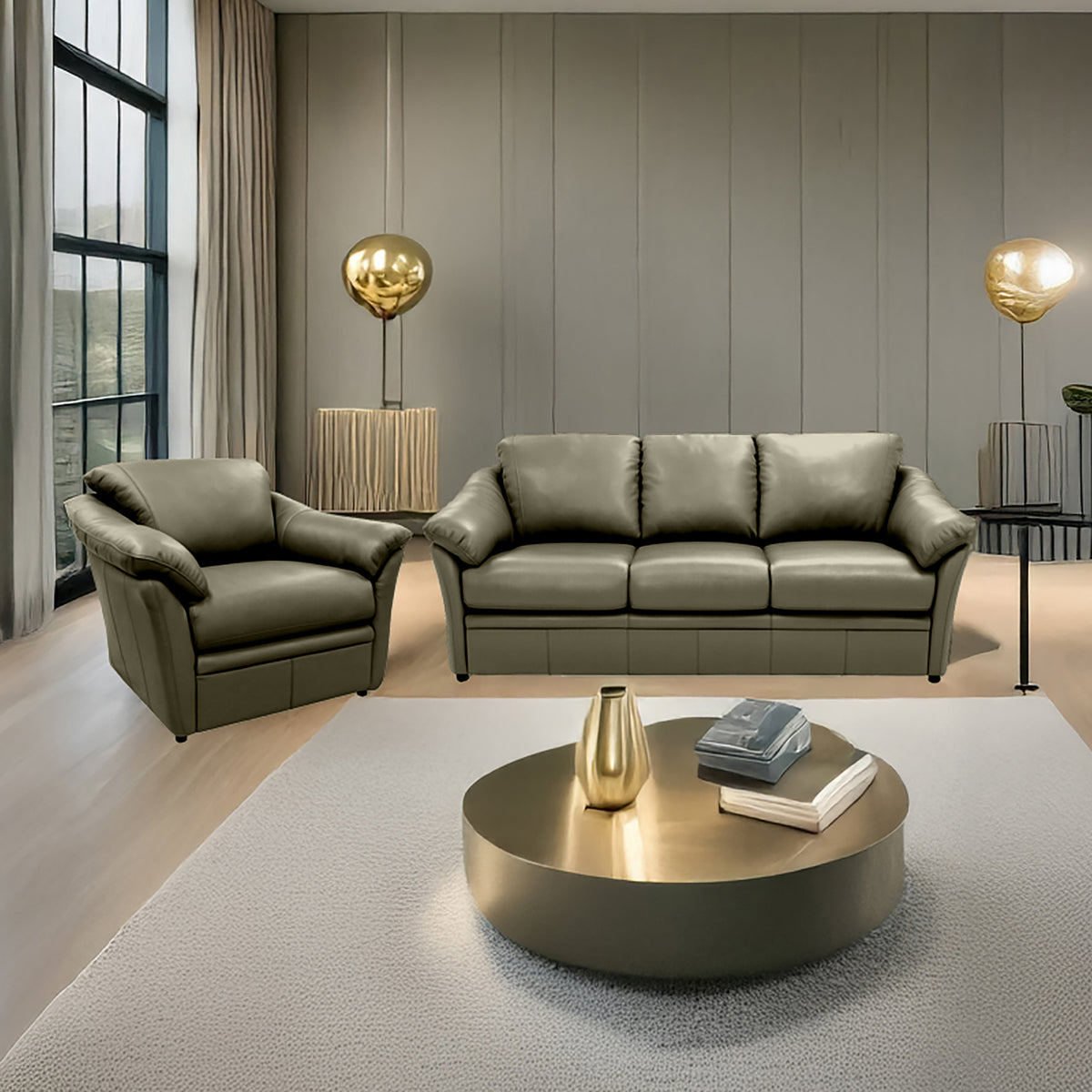 Lyons Leather Sofa & Chair Set