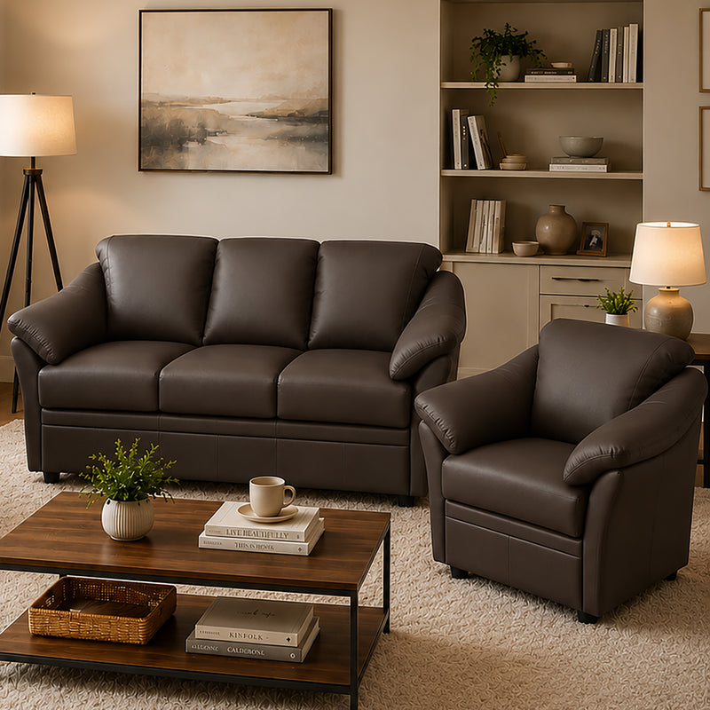 Lyons Leather Sofa & Chair Set - Coja