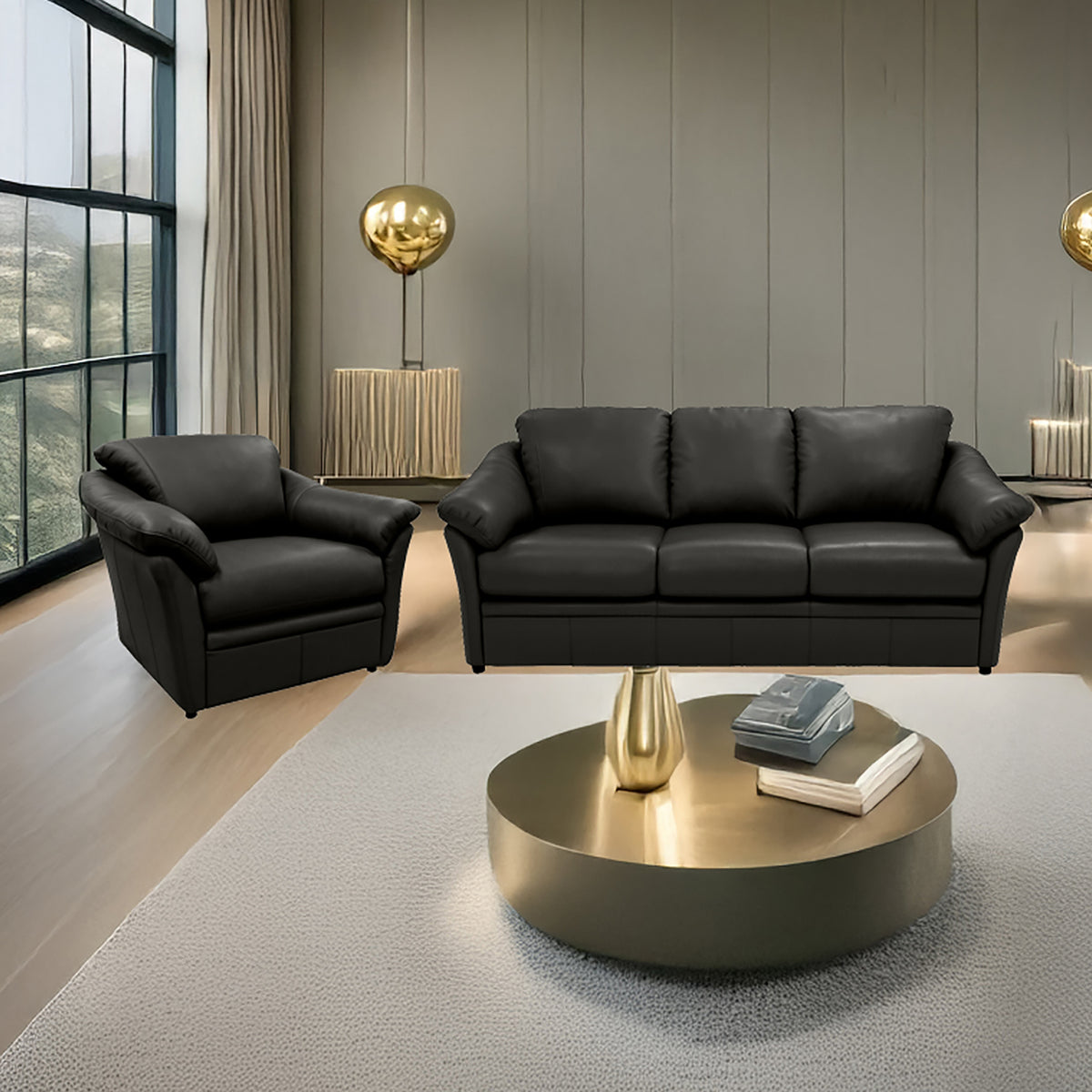 Lyons Leather Sofa & Chair Set