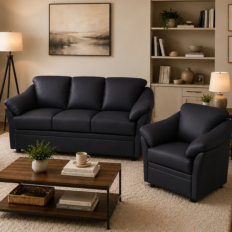 Lyons Leather Sofa & Chair Set - Coja