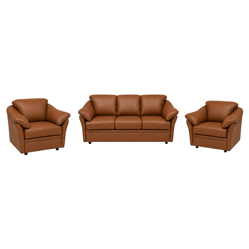 Lyons Leather Sofa & Two Chair Set - Coja