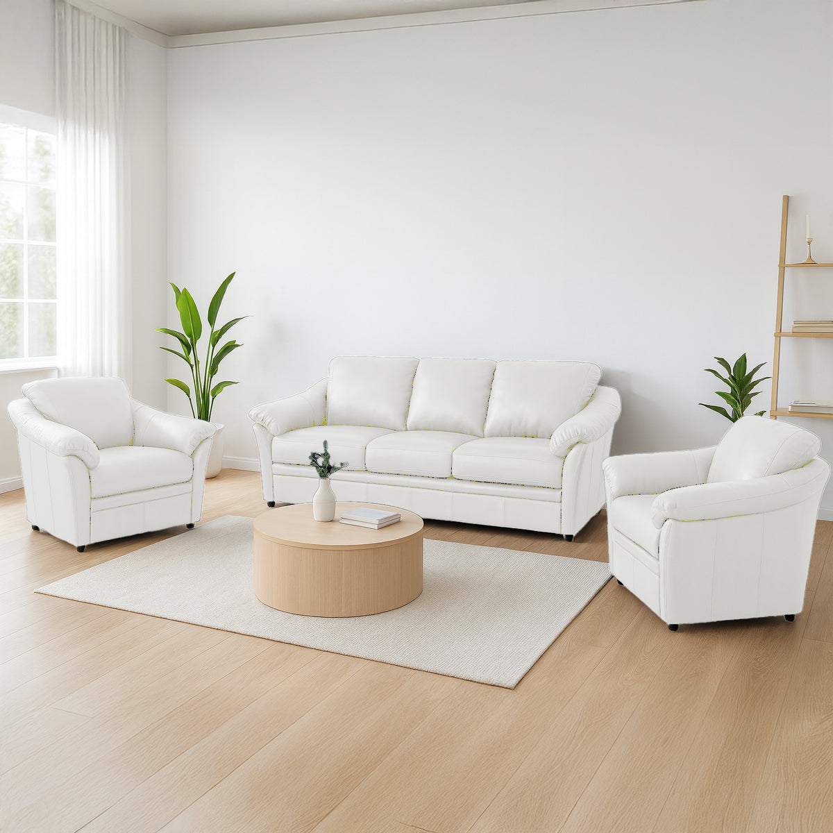 Lyons Leather Sofa & Two Chair Set