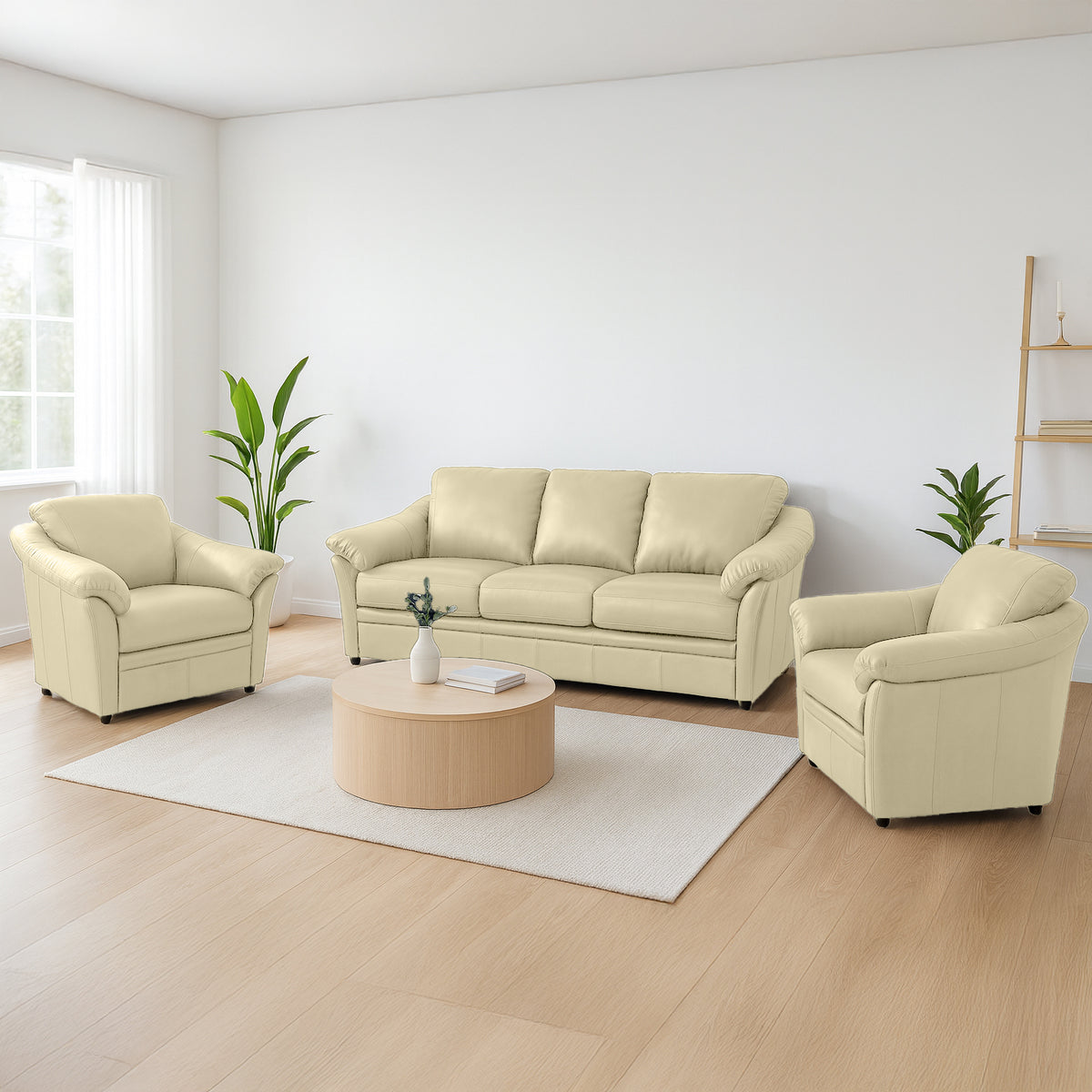 Lyons Leather Sofa & Two Chair Set