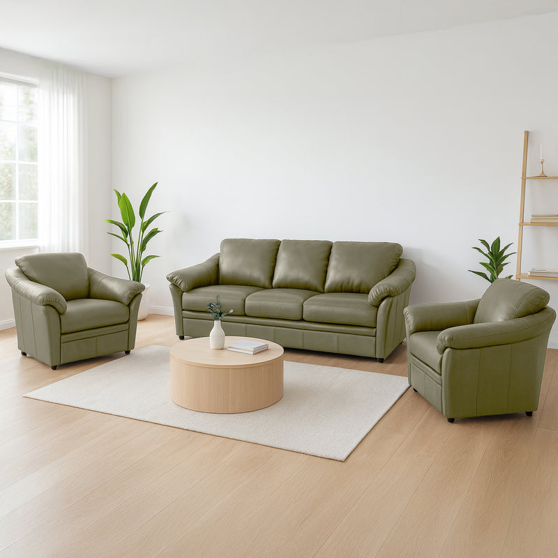 Lyons Leather Sofa & Two Chair Set