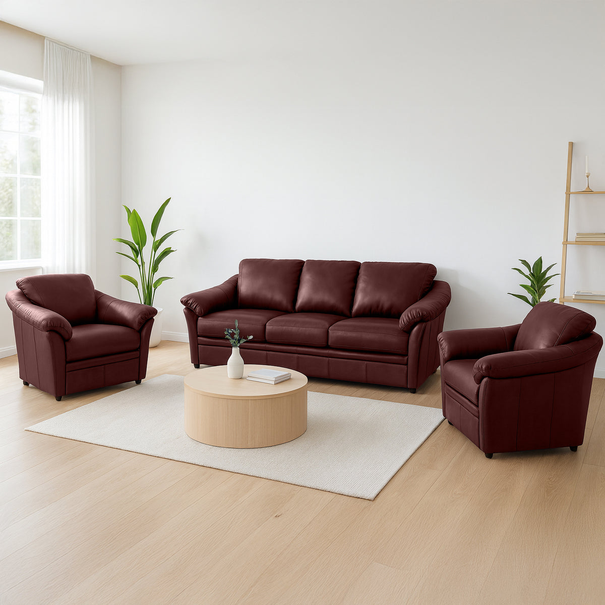 Lyons Leather Sofa & Two Chair Set