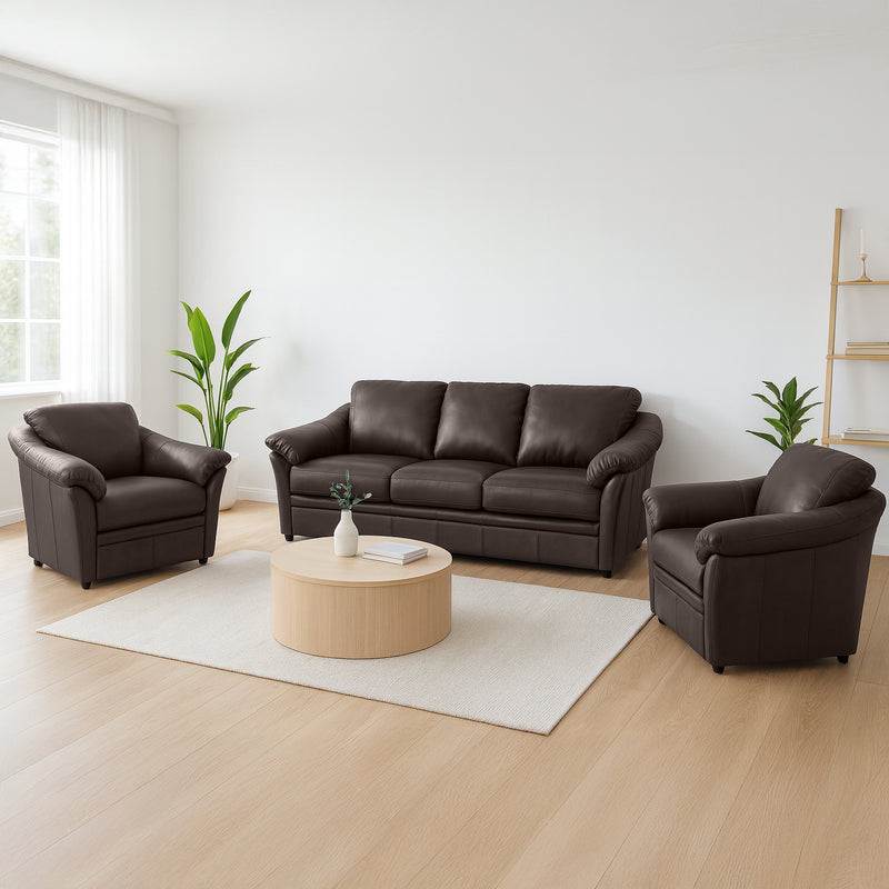 Lyons Leather Sofa & Two Chair Set