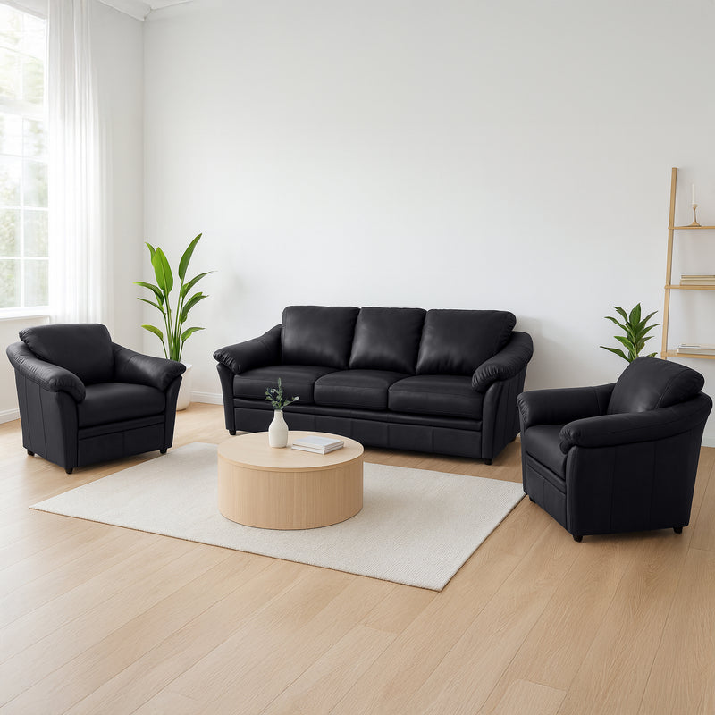 Lyons Leather Sofa & Two Chair Set