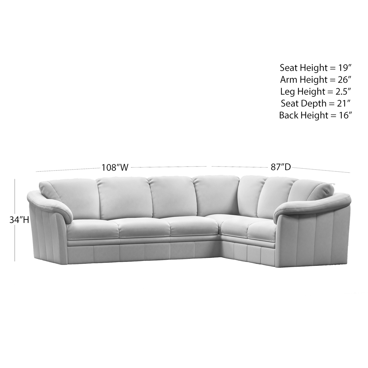 Lyons Leather Sectional Left Facing