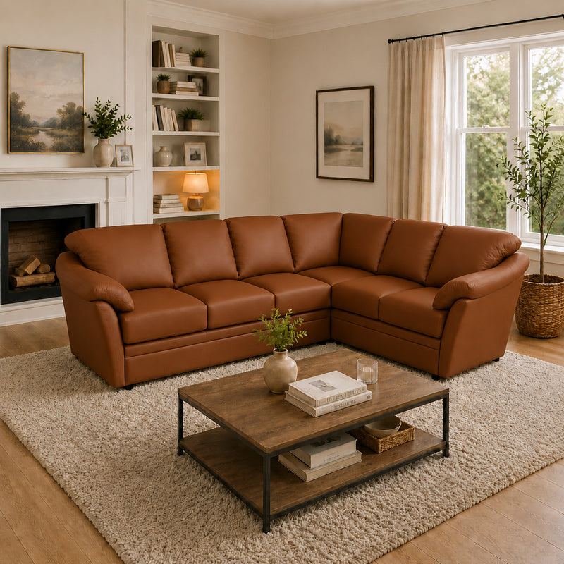 Lyons Leather Sectional Left Facing