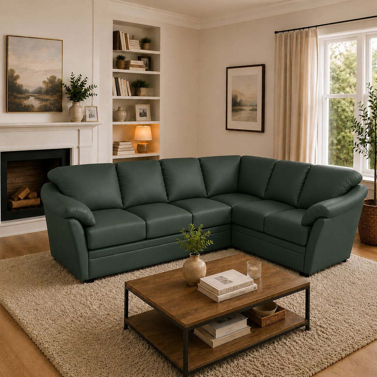 Lyons Leather Sectional Left Facing