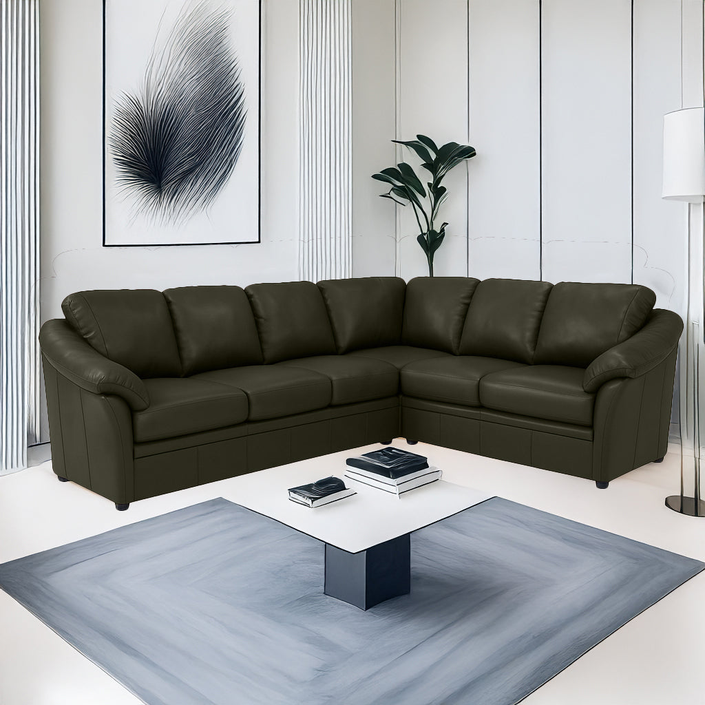 Lyons Leather Sectional Left Facing