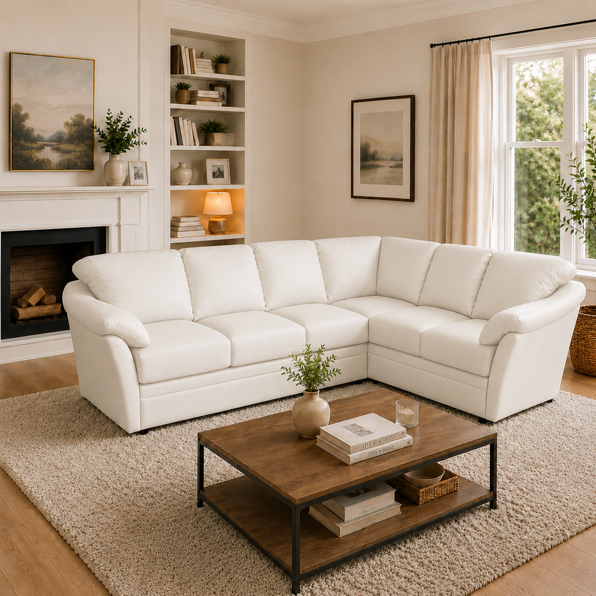 Lyons Leather Sectional Left Facing