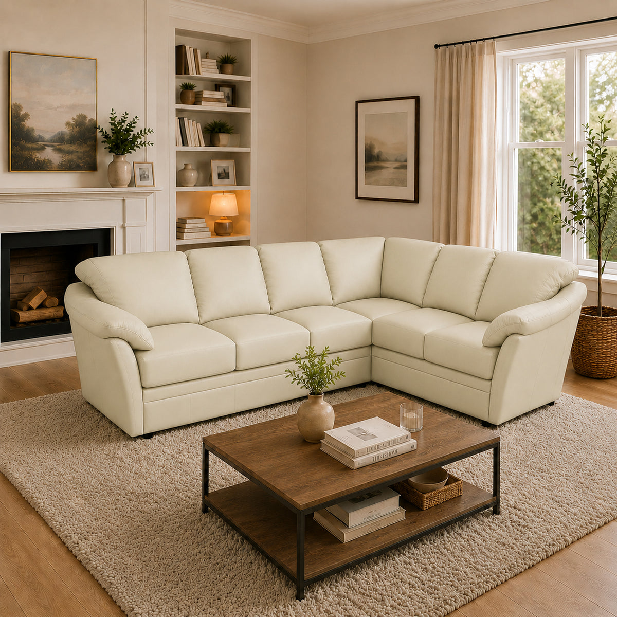 Lyons Leather Sectional Left Facing