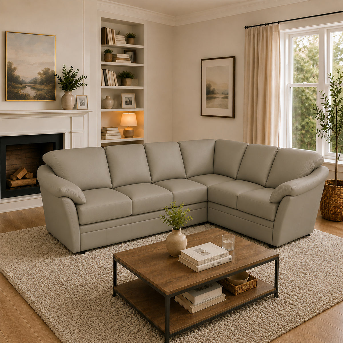 Lyons Leather Sectional Left Facing
