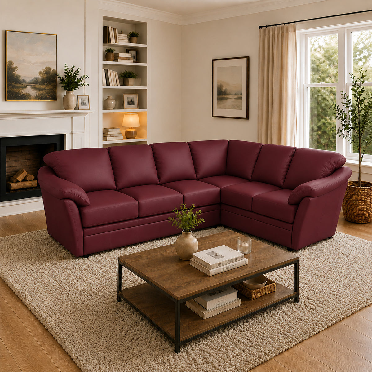 Lyons Leather Sectional Left Facing