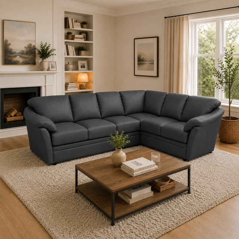 Lyons Leather Sectional Left Facing