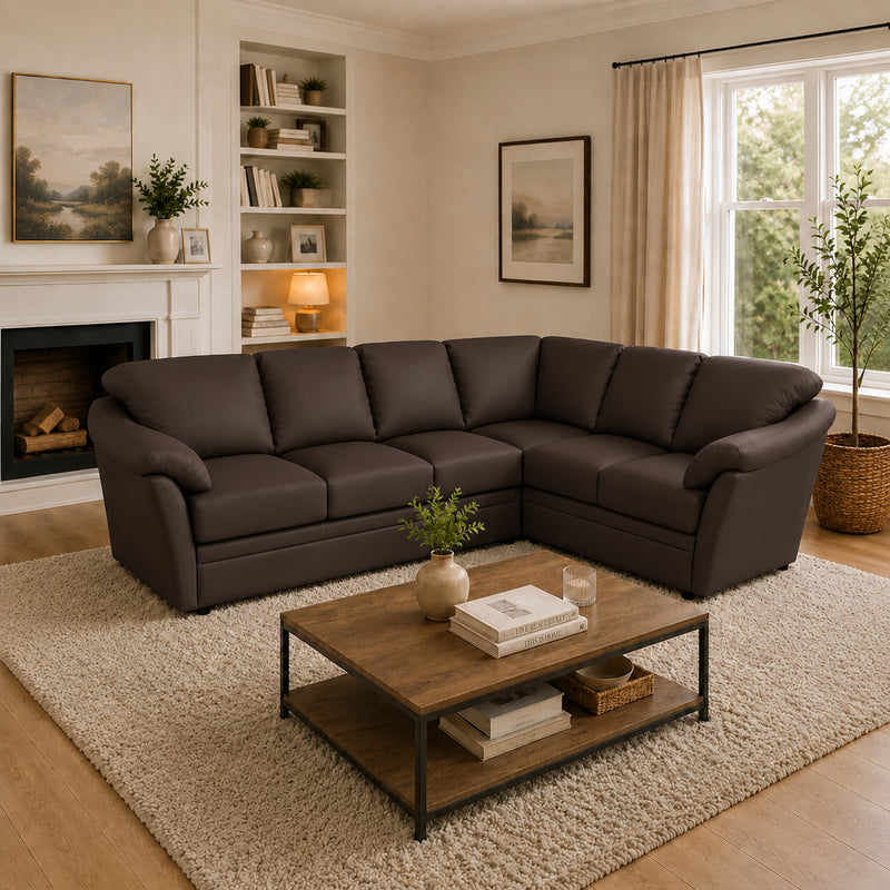 Lyons Leather Sectional Left Facing
