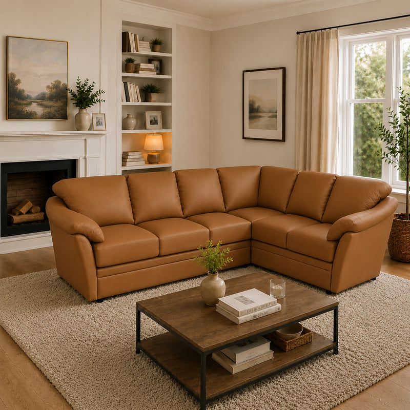 Lyons Leather Sectional Left Facing
