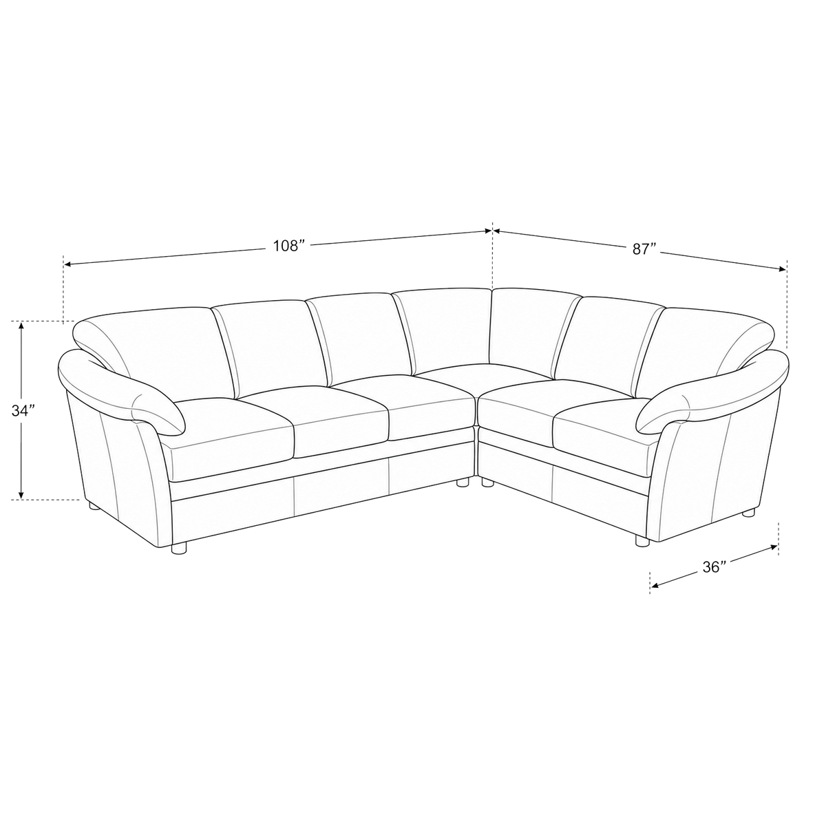 Lyons Leather Sectional Left Facing
