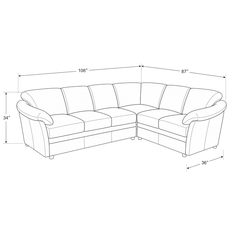 Lyons Leather Sectional Left Facing