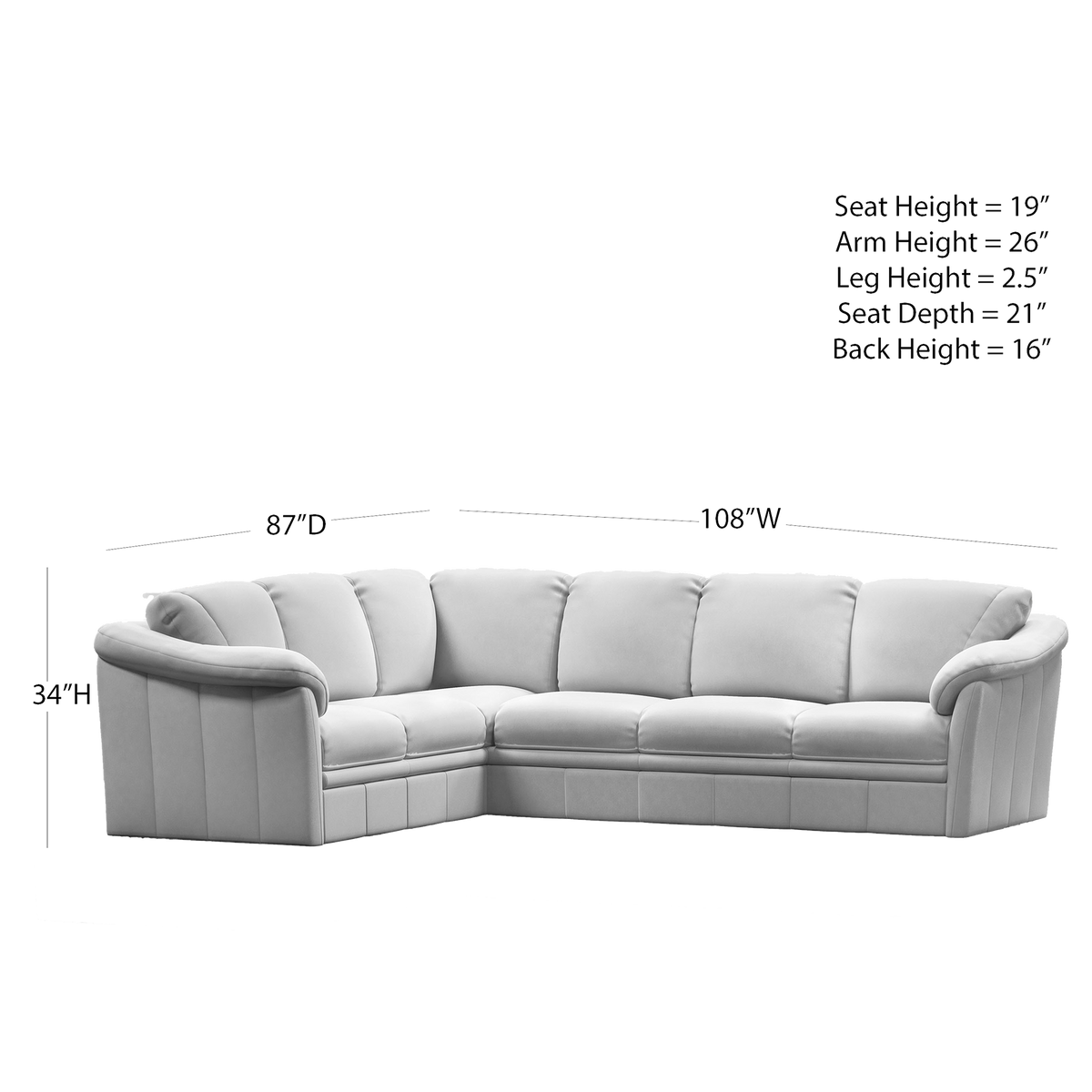 Lyons Leather Sectional Right Facing