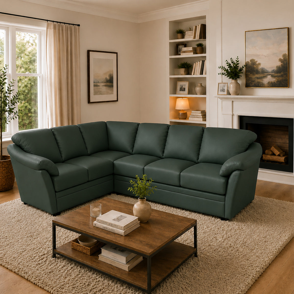 Lyons Leather Sectional Right Facing