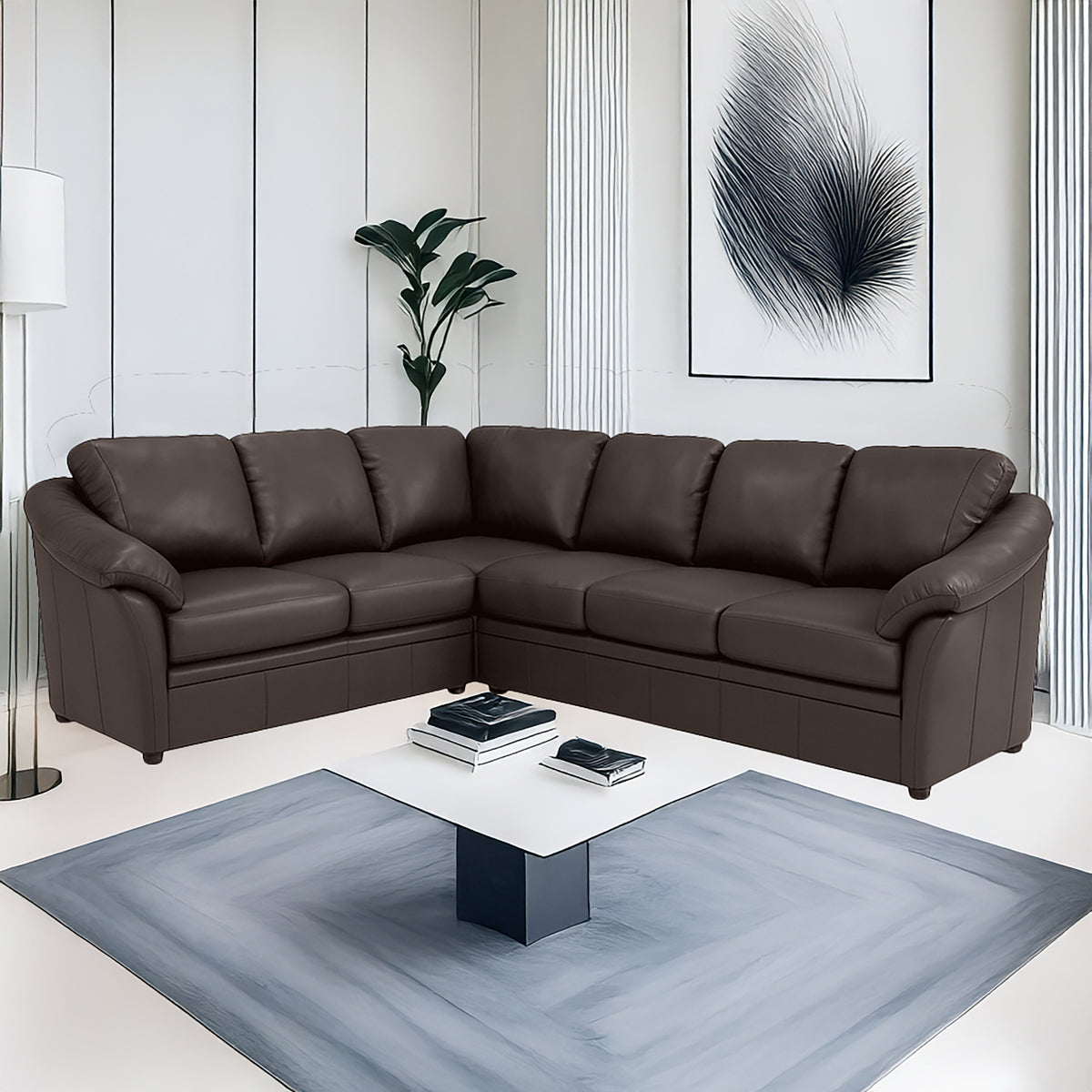 Lyons Leather Sectional Right Facing